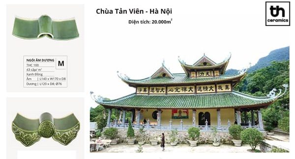 Chùa Tản Viên - Hà Nội mua ngói âm dương tráng men màu xanh đồng